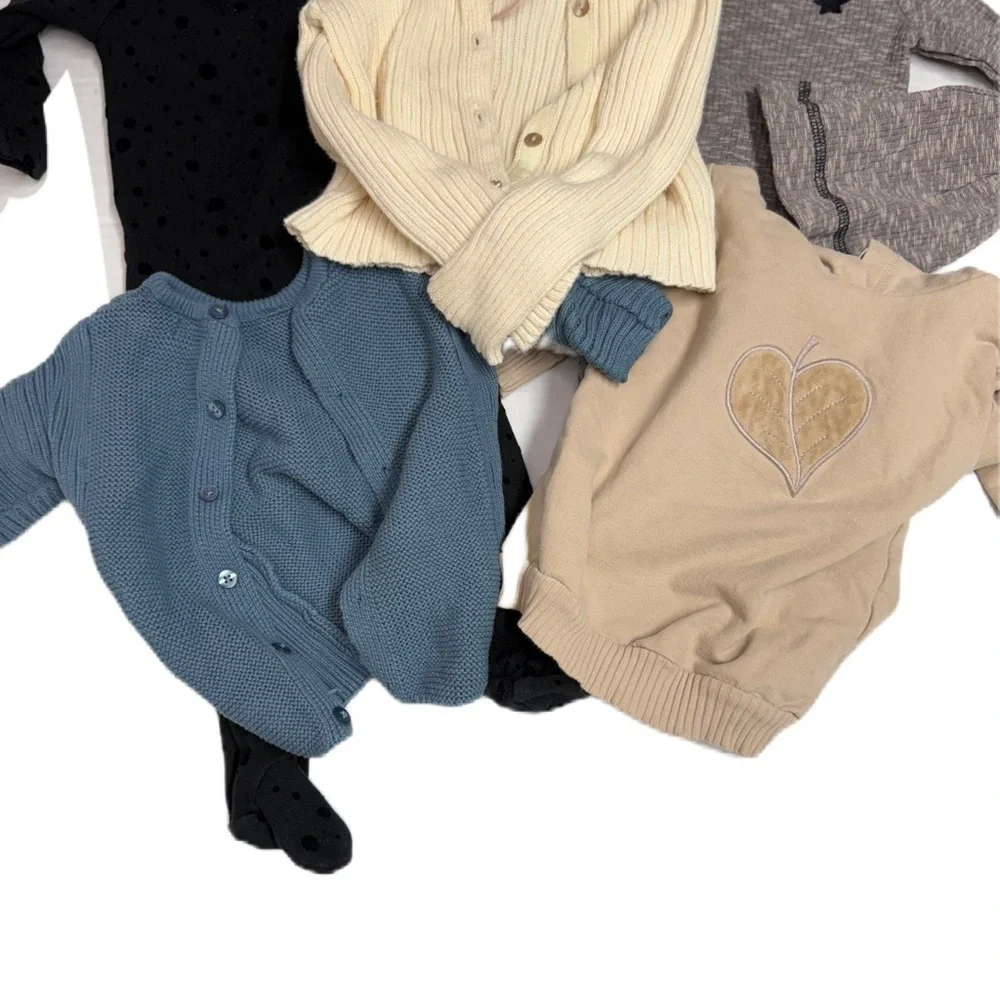 Charming Baby Girl Sweater, onesie and Romper Collection 12m neutral classic fun